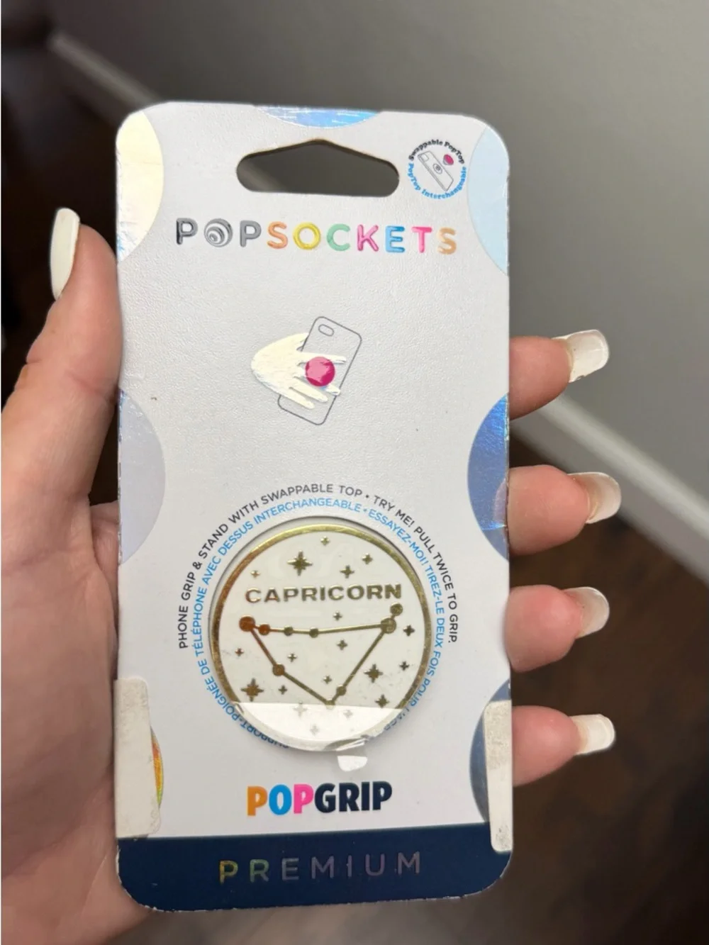 PopSockets PopGrip Premium Capricorn cell Phone Grip - White & Gold